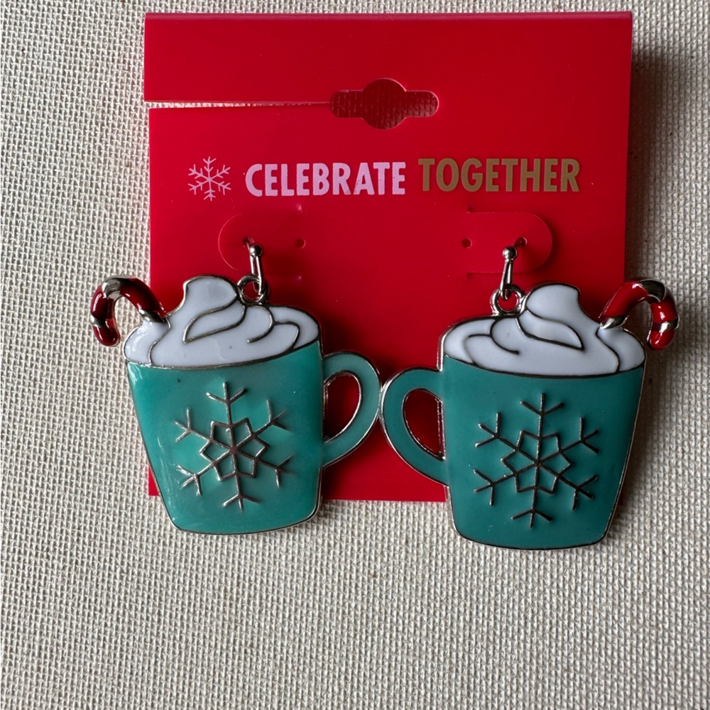 NEW!  Celebrate Together Christmas Earrings.  Hot Cocoa Snowflake Candy Cane